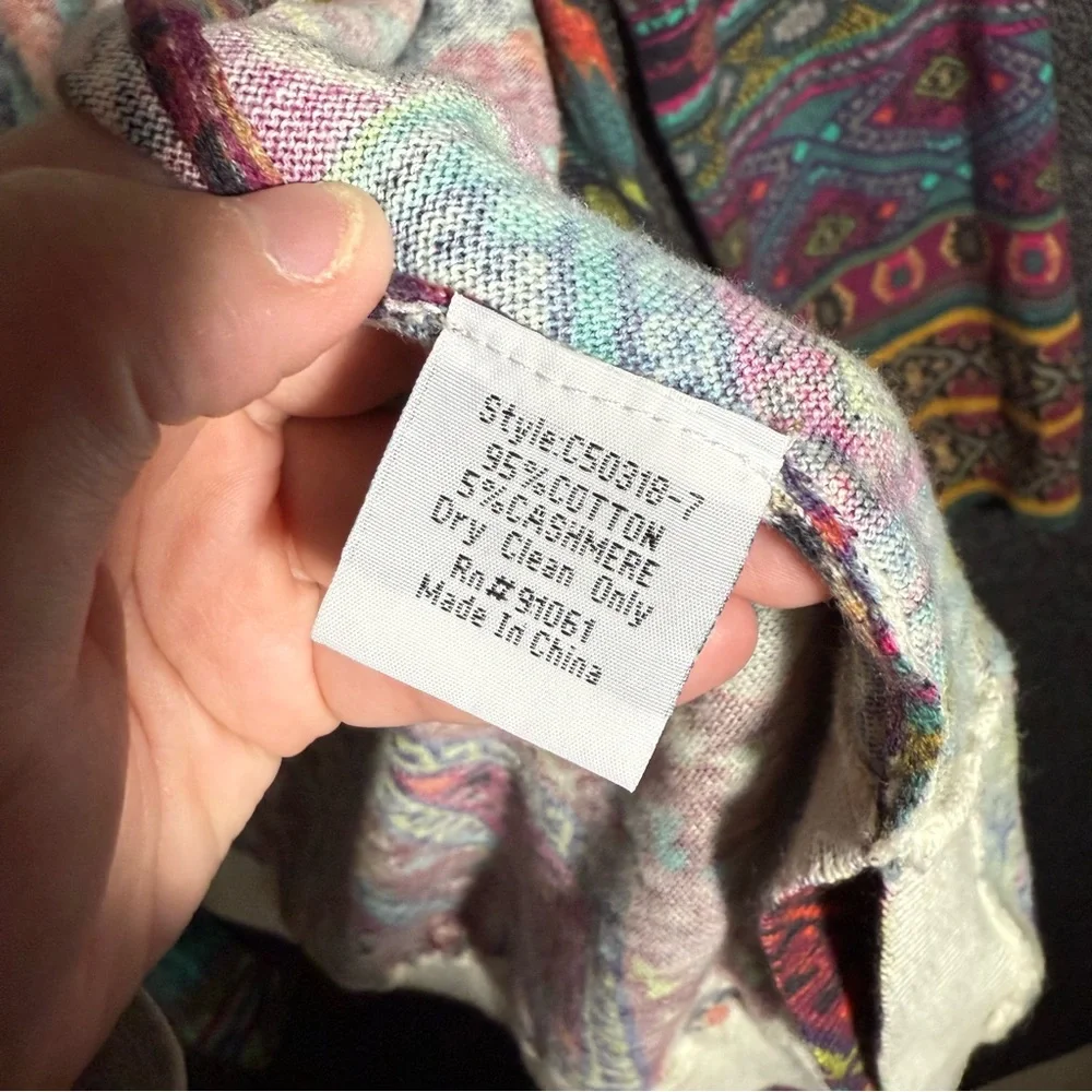 Johnny Was Colorful Floral Open-Front Cardigan, Medium - Picture 5 of 5